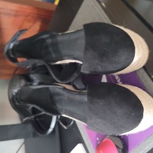 Platform black wedges espadrille